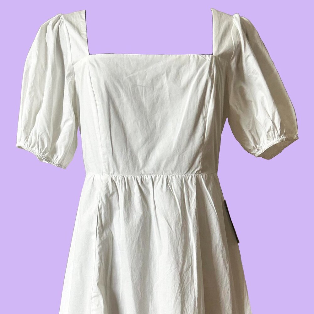 ASTR The Label Poplin Puff Sleeve White Dress